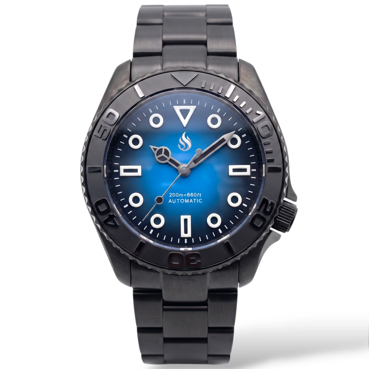 SeikMaster Black Blue "Super Lume" Dial Diver Mod Watch Series - Modtime Creations
