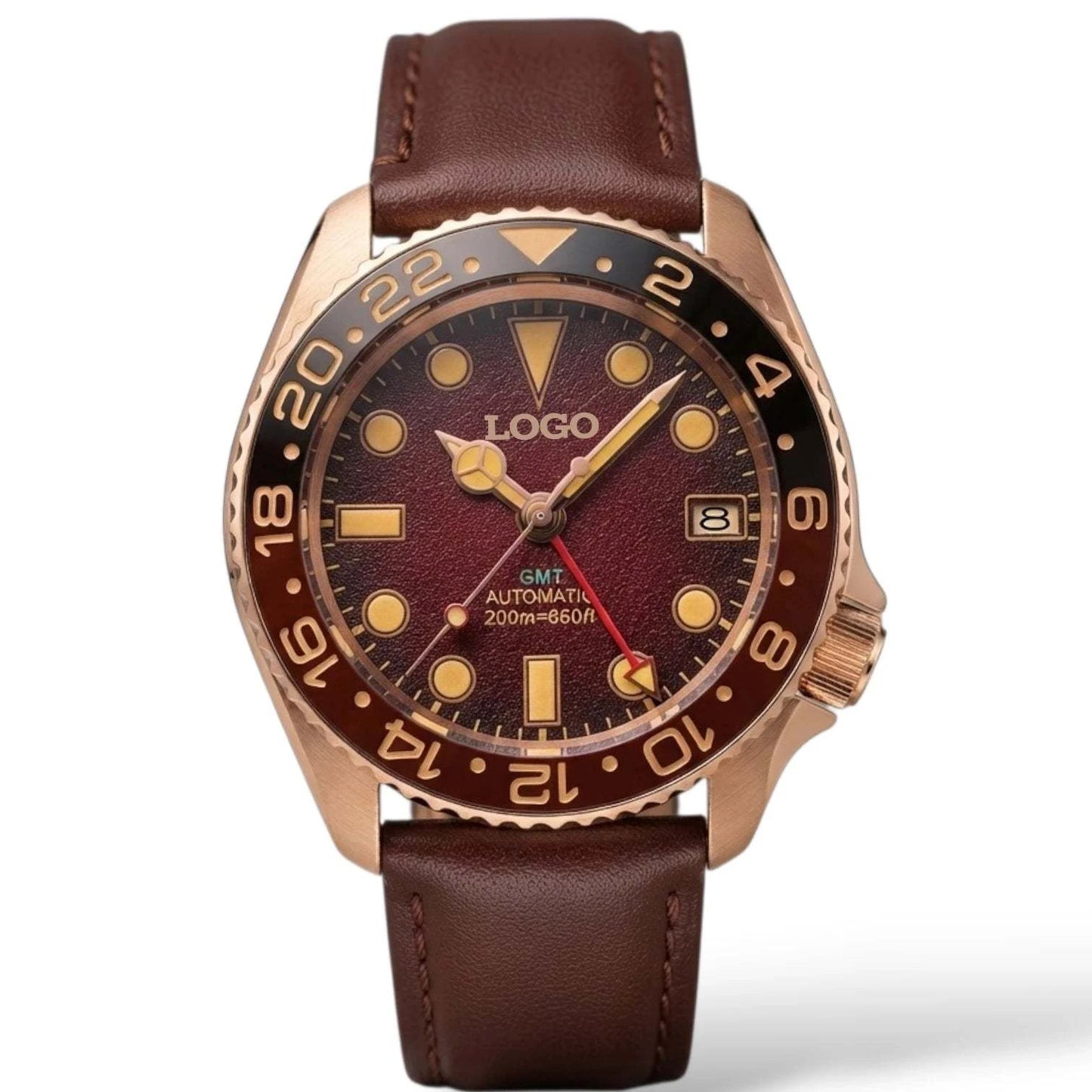 Seiko mod watches Rose Gold  SKX 42 mm Submariner GMT by Modtime Creations 