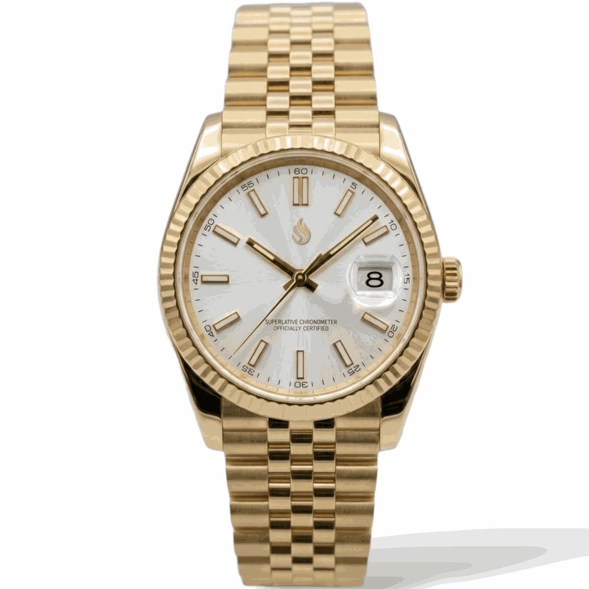 SeikJust Date Fenster Gold Weißes Zifferblatt Mod-Uhr - Modtime Creations