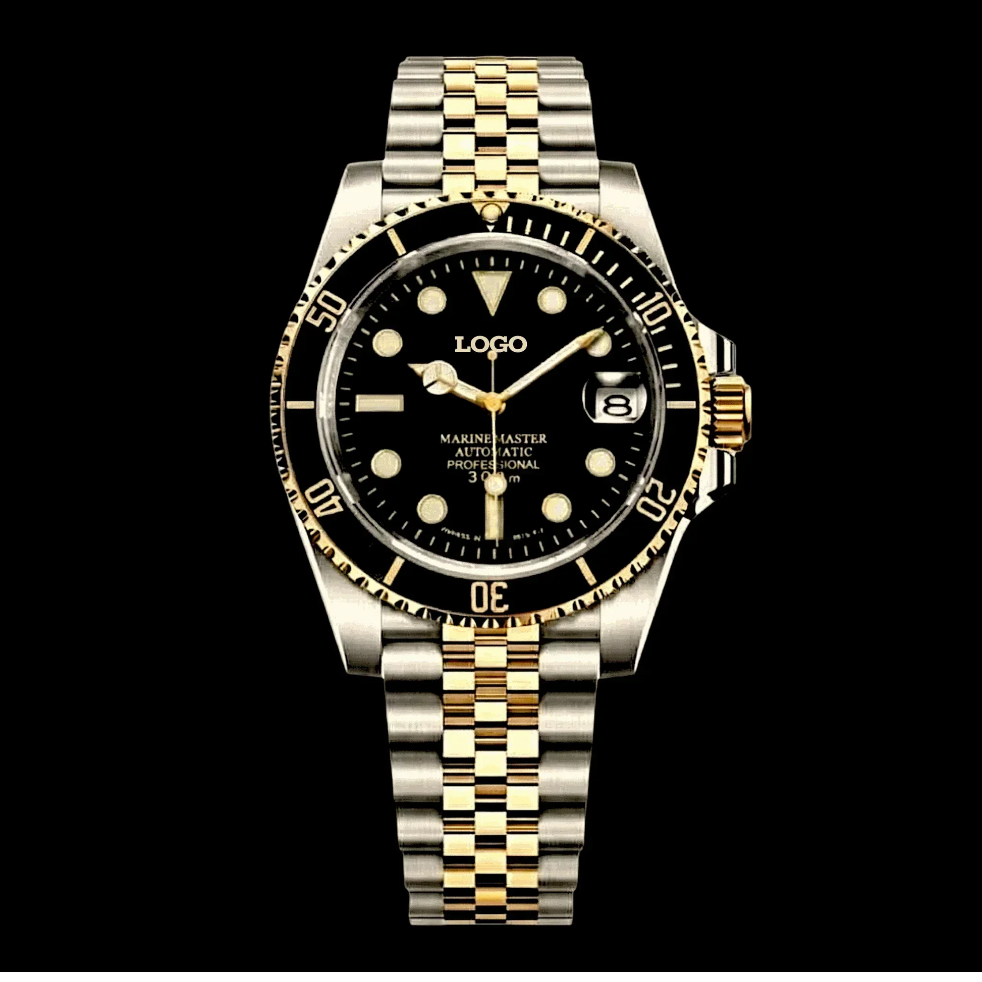 SeikMariner Black Gold two-tone 40mm luxury Seiko Mod diver watch with NH35 automatic movement and sapphire crystal