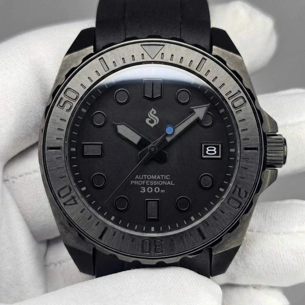 45MM King Samurai Black Stealth Diver Mod Watch Series - Modtime