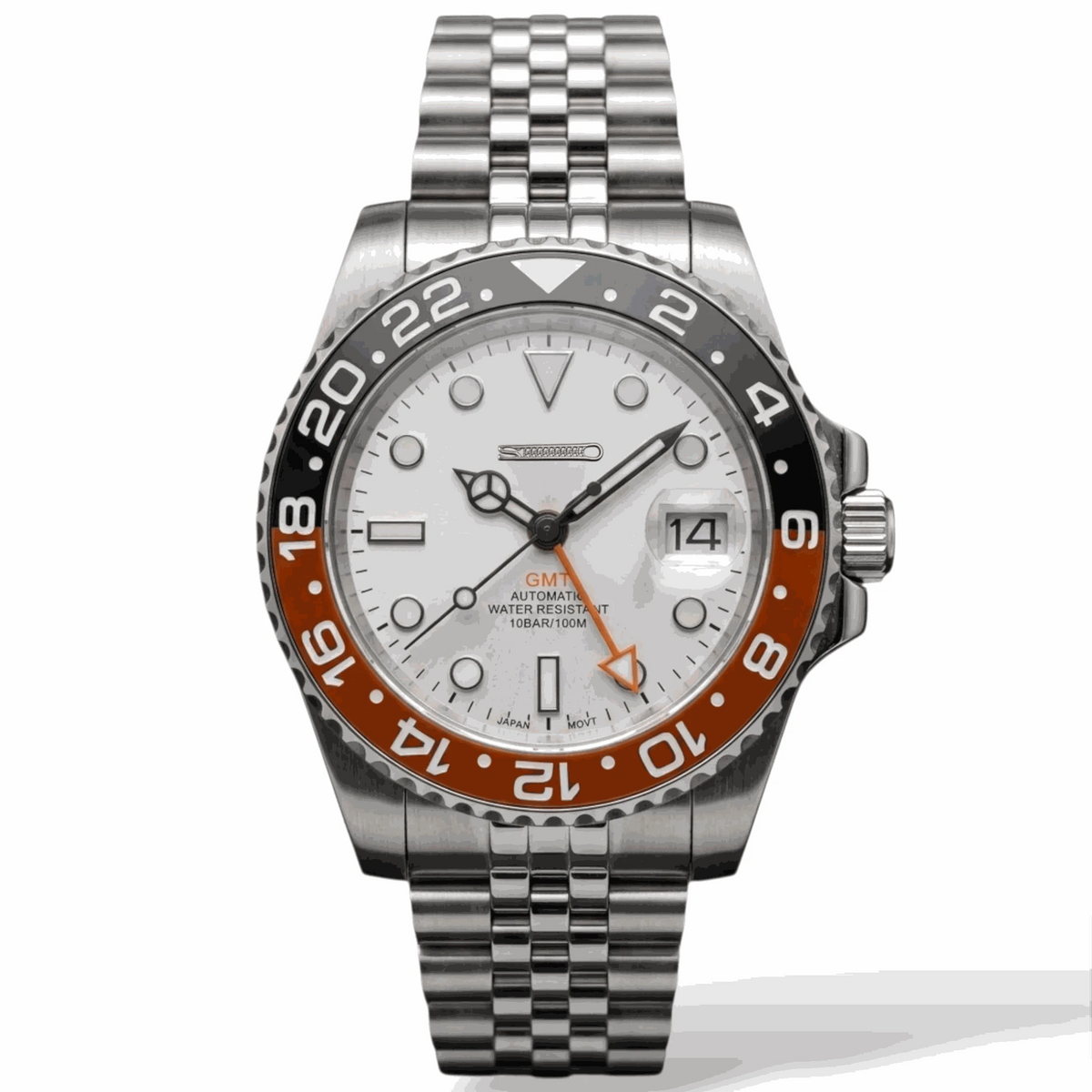 SeikMariner Silver GMT "Orange Black" Series Mod Watch - Modtime Creations