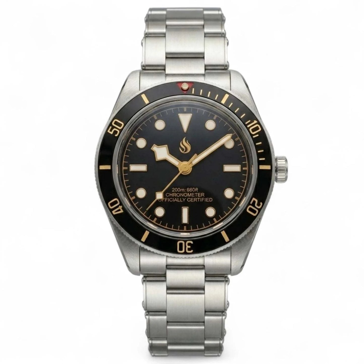 Vintage 39 MM Gold Black Diver Watch Mod Series - Modtime
