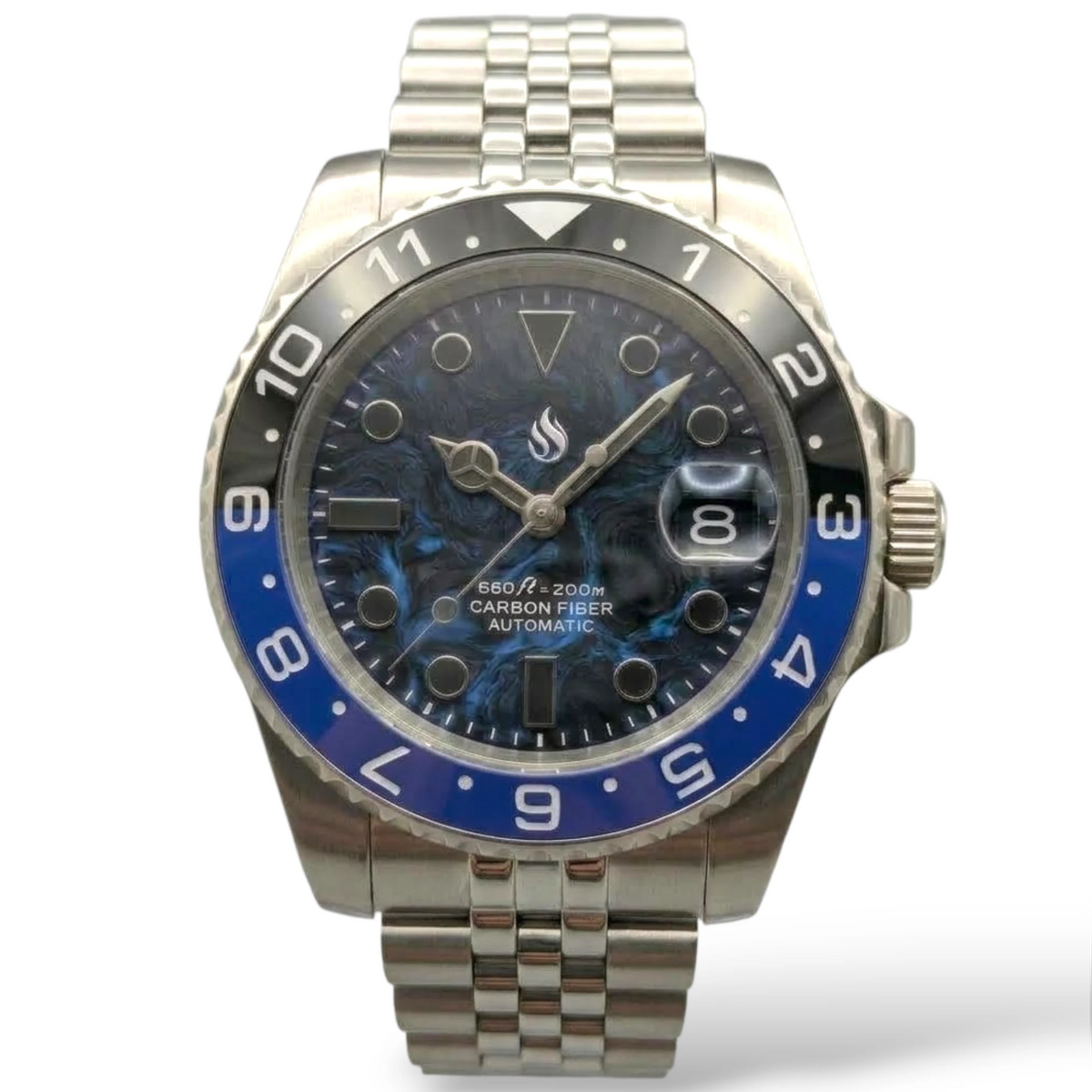 SeikMariner  "Black Blue Carbon Fiber" Mod Watch Diver Series - Modtime Creations