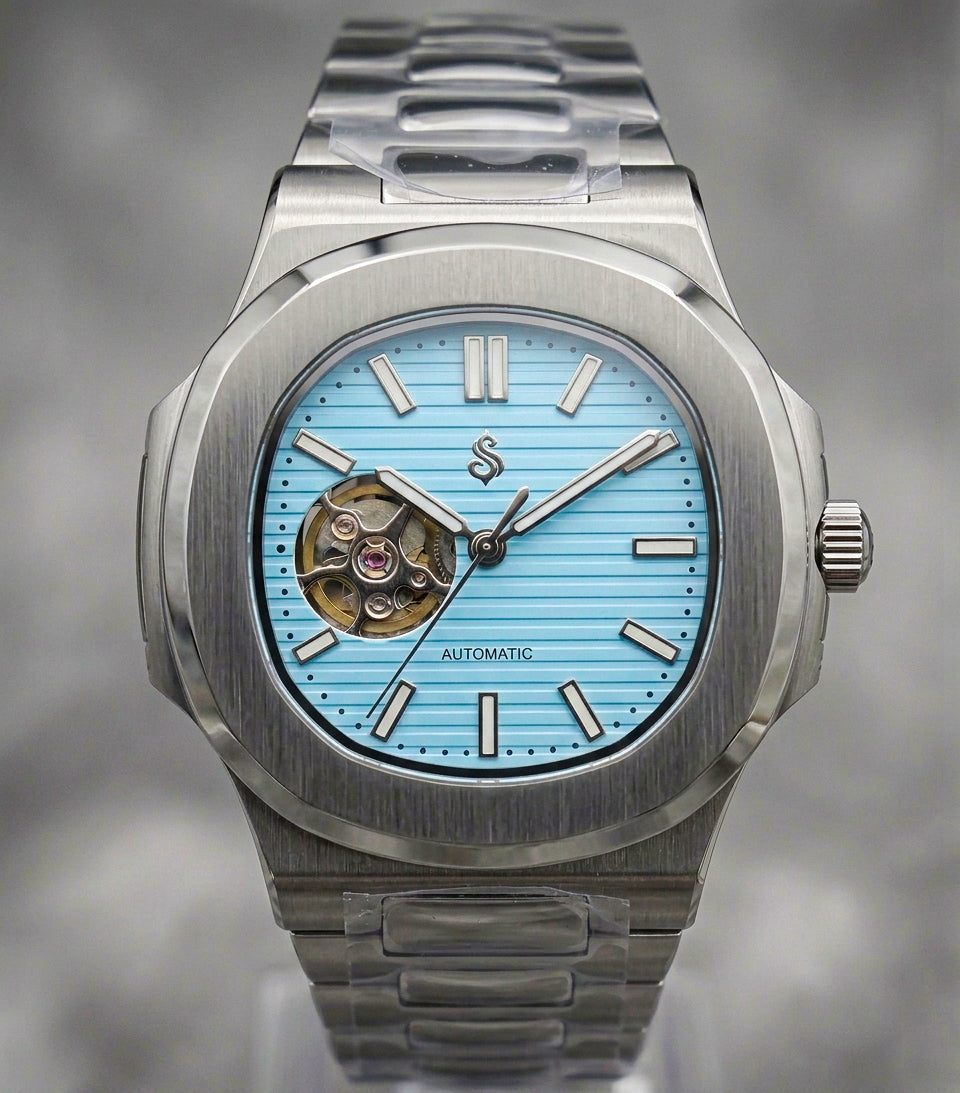 Seiko Mod Watch Nautilus Tiff Blue Open-Heart Dial - Modtime Design