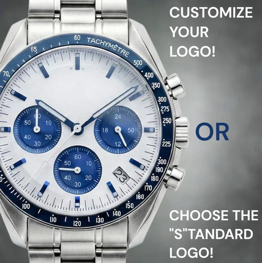 Seiko Mod SeikSpeed Chronograph luxury watch with white and blue dial, VK63 hybrid movement, 41mm stainless steel case