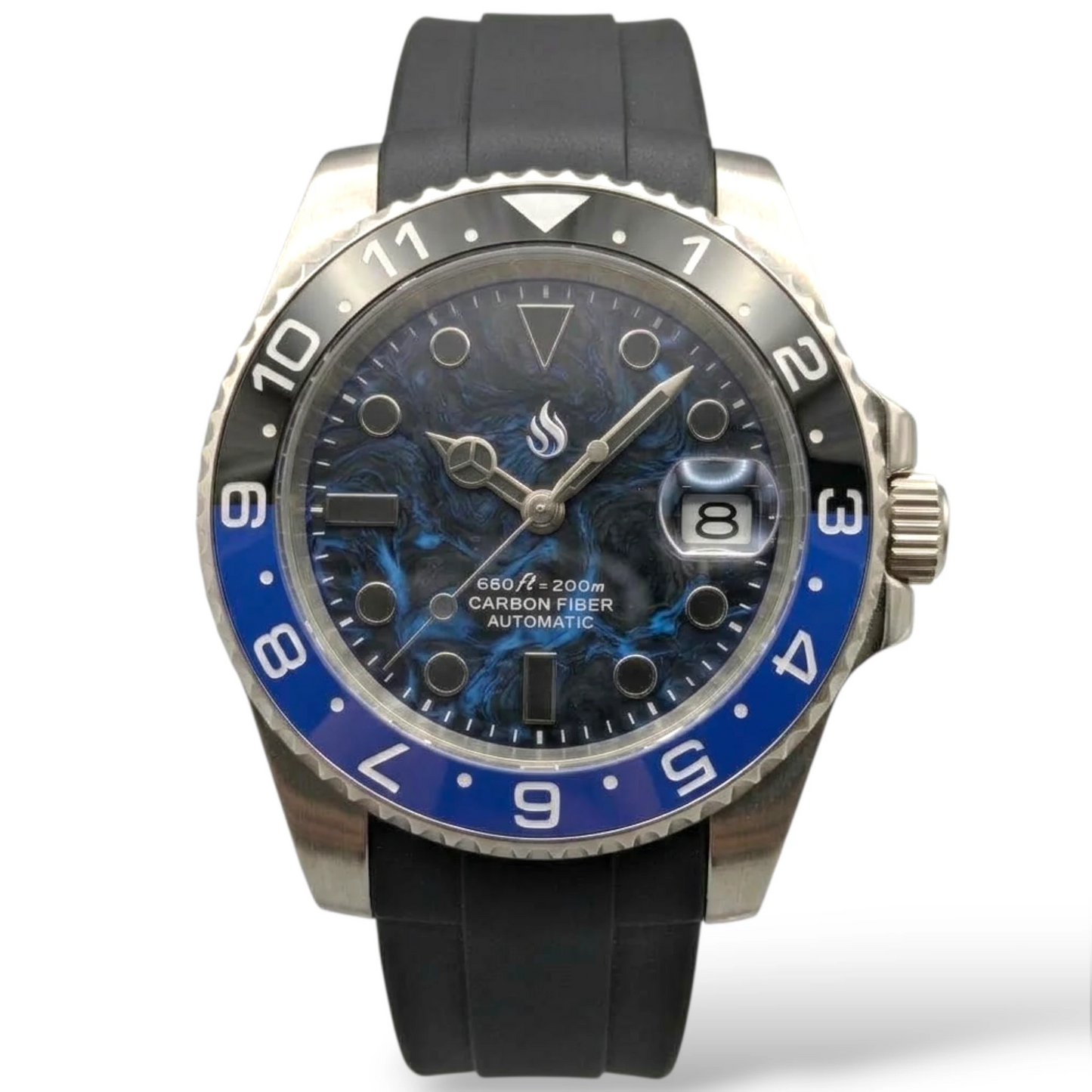 SeikMariner  "Black Blue Carbon Fiber" Mod Watch Diver Series - Modtime Creations