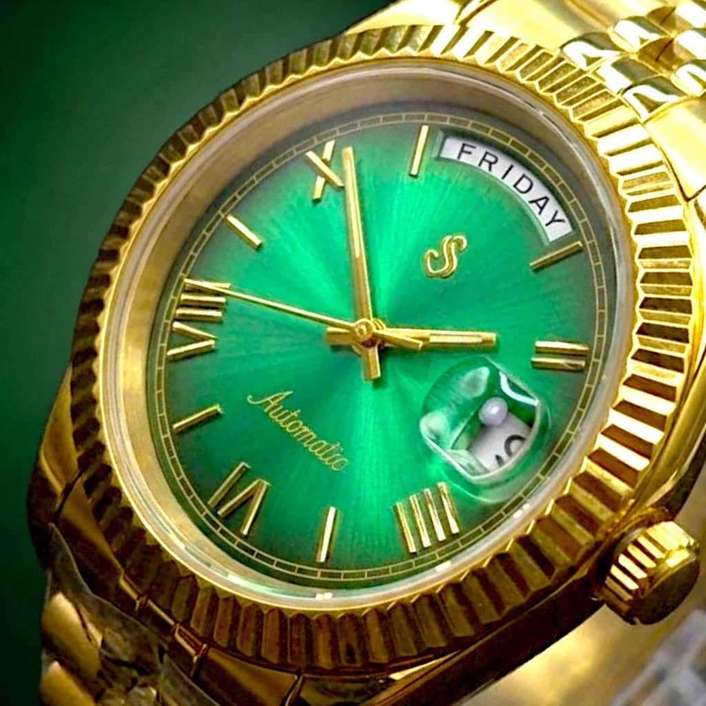 Day & Date Green Numerals Dial Mod Series - Modtime