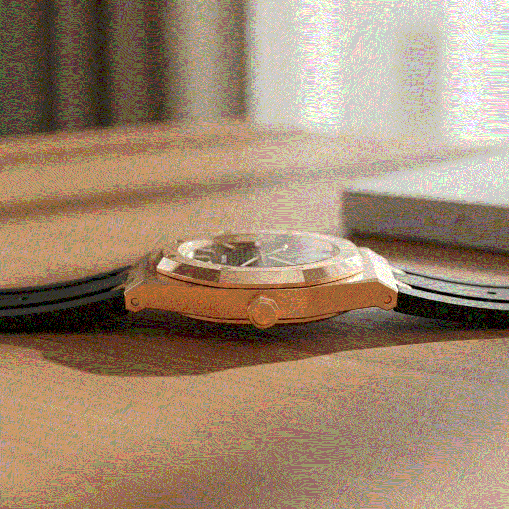 Rose gold Heritage Oak Seiko mod with black dial and sapphire crystal