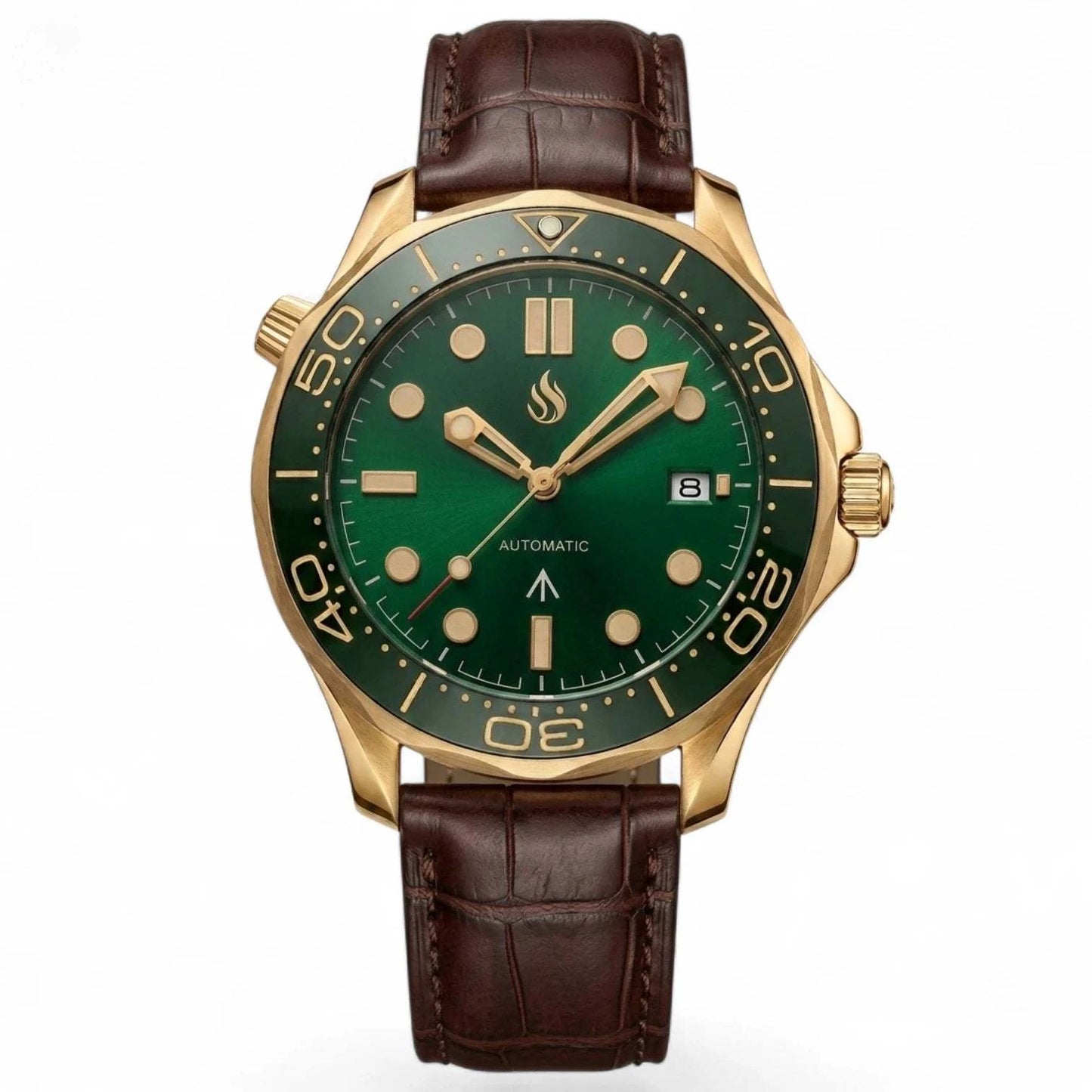Green Dial Green Gold Bezel 007 Master Mod Watch - Modtime Creations