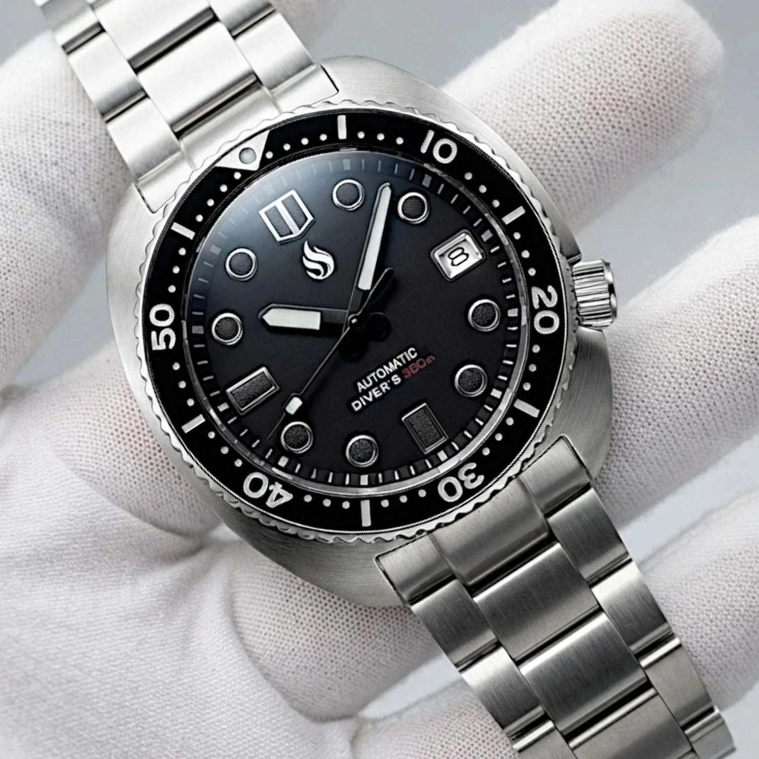 Seiko Mod Watch "Captain Willard" Turtle Case Black Dial built by Modtime Creations 