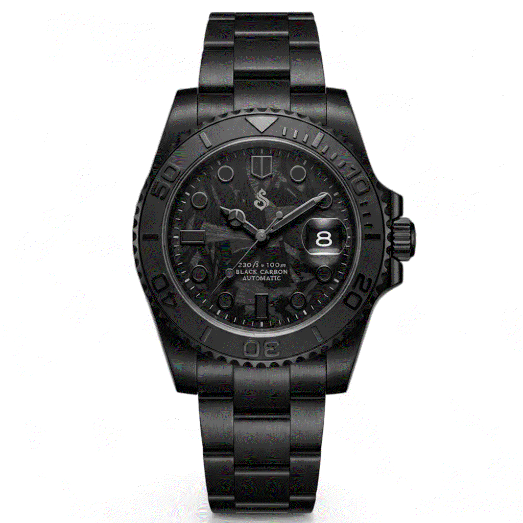 Seiko Mod Yachtmaster Black Carbon Fiber Stealth Diver - Modtime Creations