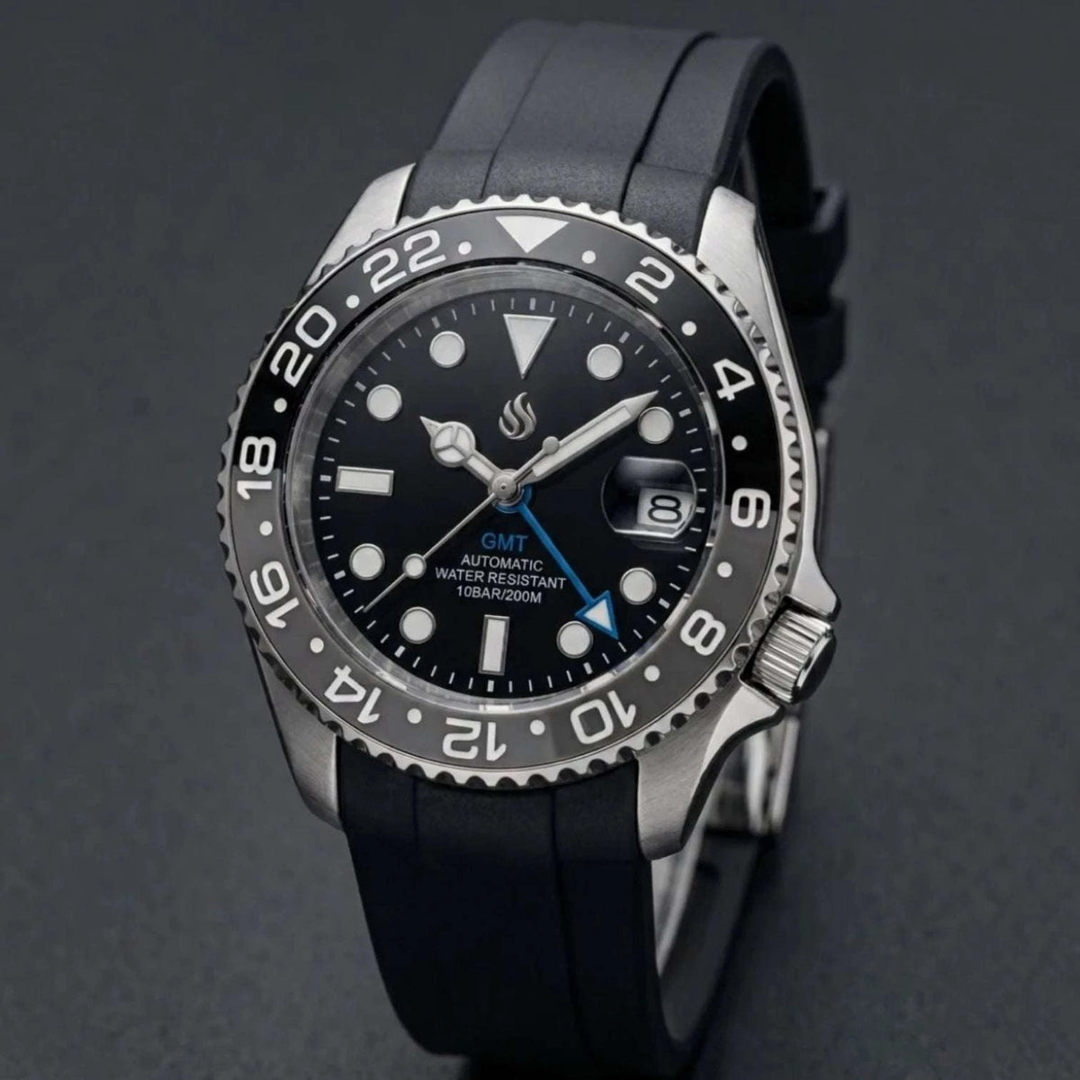 SeikMariner 42 MM SKX Black Grey " B Wayne" GMT Mod Watch Series - Modtime Creations