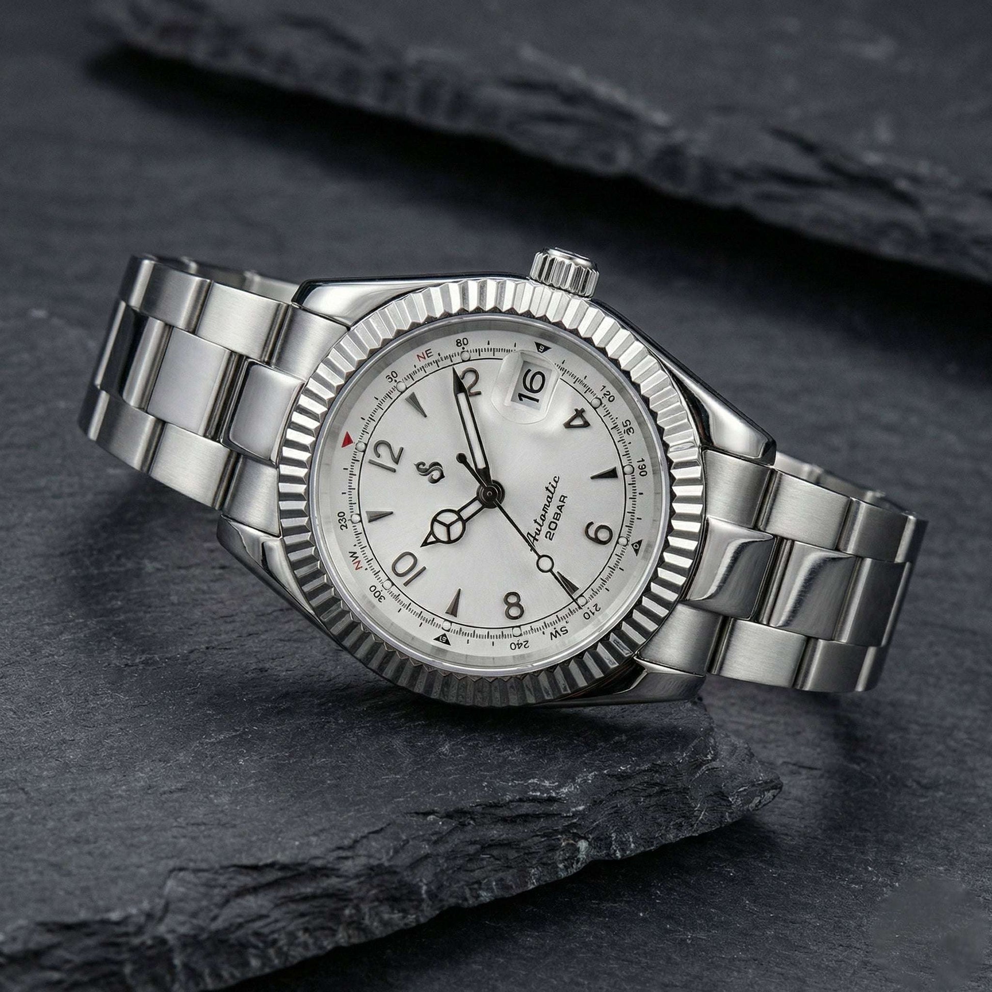 Seiko Mod Datejust Alpinist Fusion White Dial - Modtime Creations