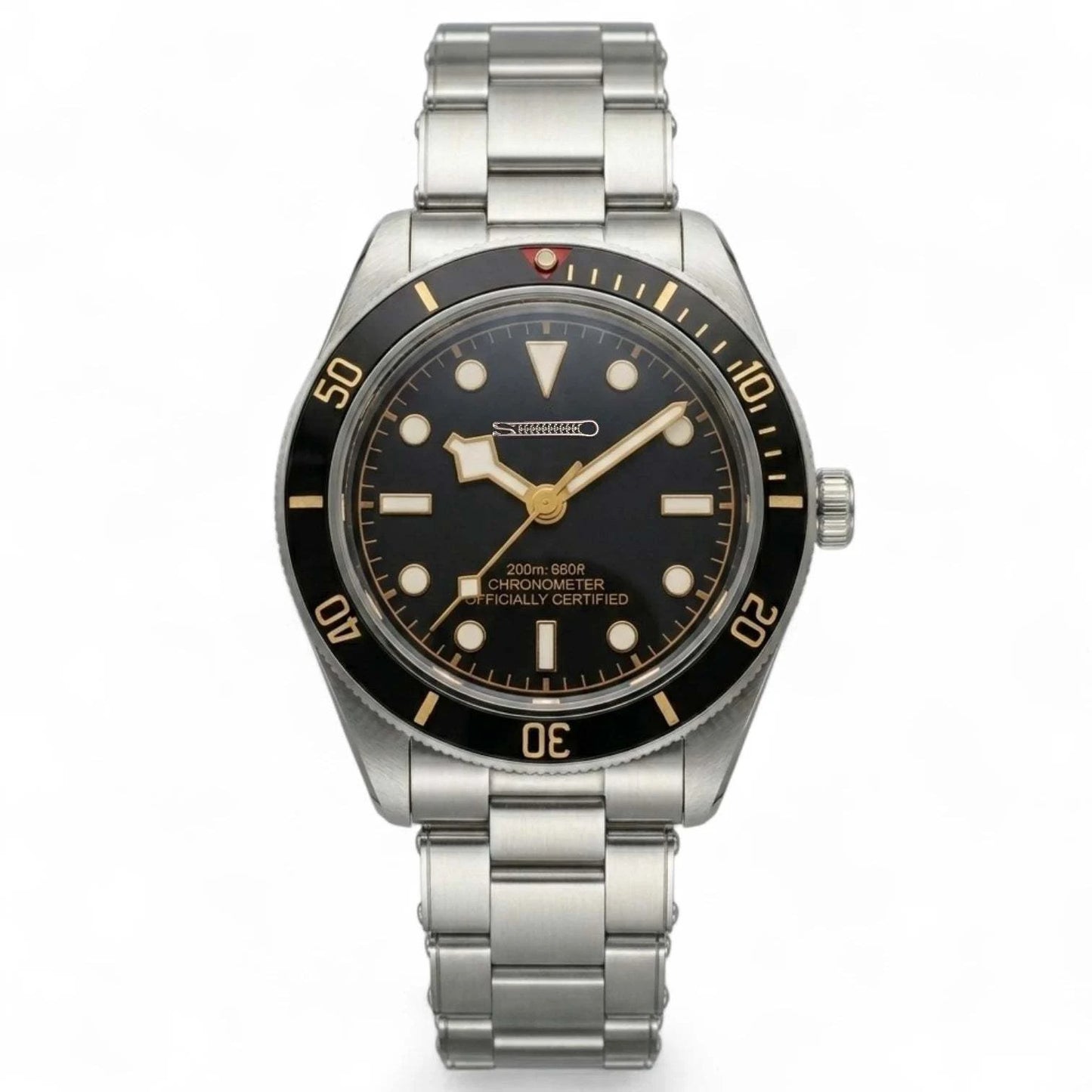 Vintage 39 MM Gold Black Diver Watch Mod Series - Modtime