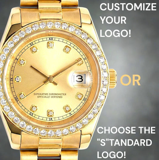 SeikJust gold gem dial Seiko Mod watch with date window and bling bezel by Modtime Creations