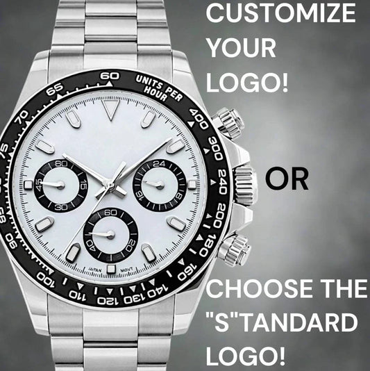 Seitona Black and White Panda dial Seiko Mod chronograph watch with stainless steel bracelet