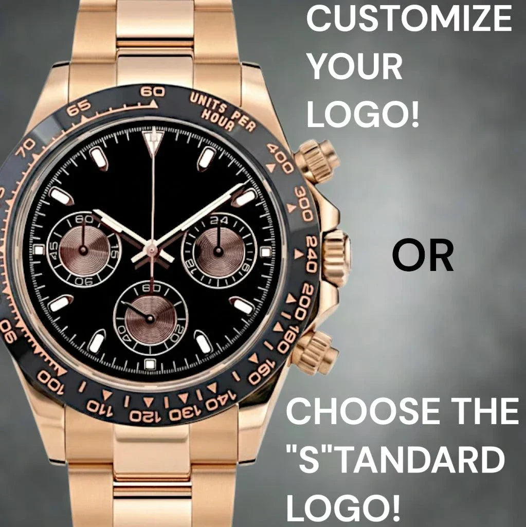 Seitona rose gold Seiko mod watch with black dial and bezel by Modtime