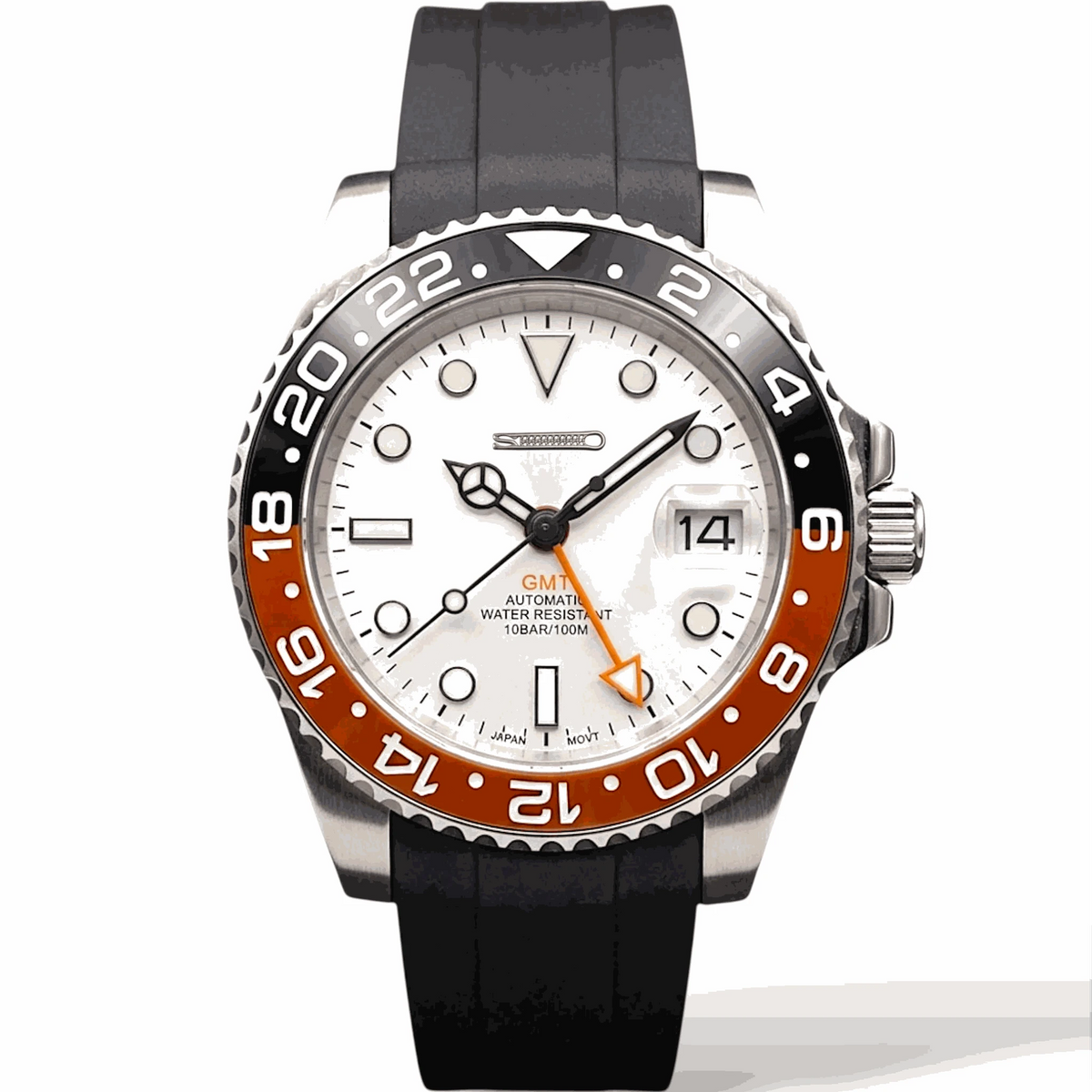 SeikMariner Silver GMT "Orange Black" Series Mod Watch - Modtime Creations