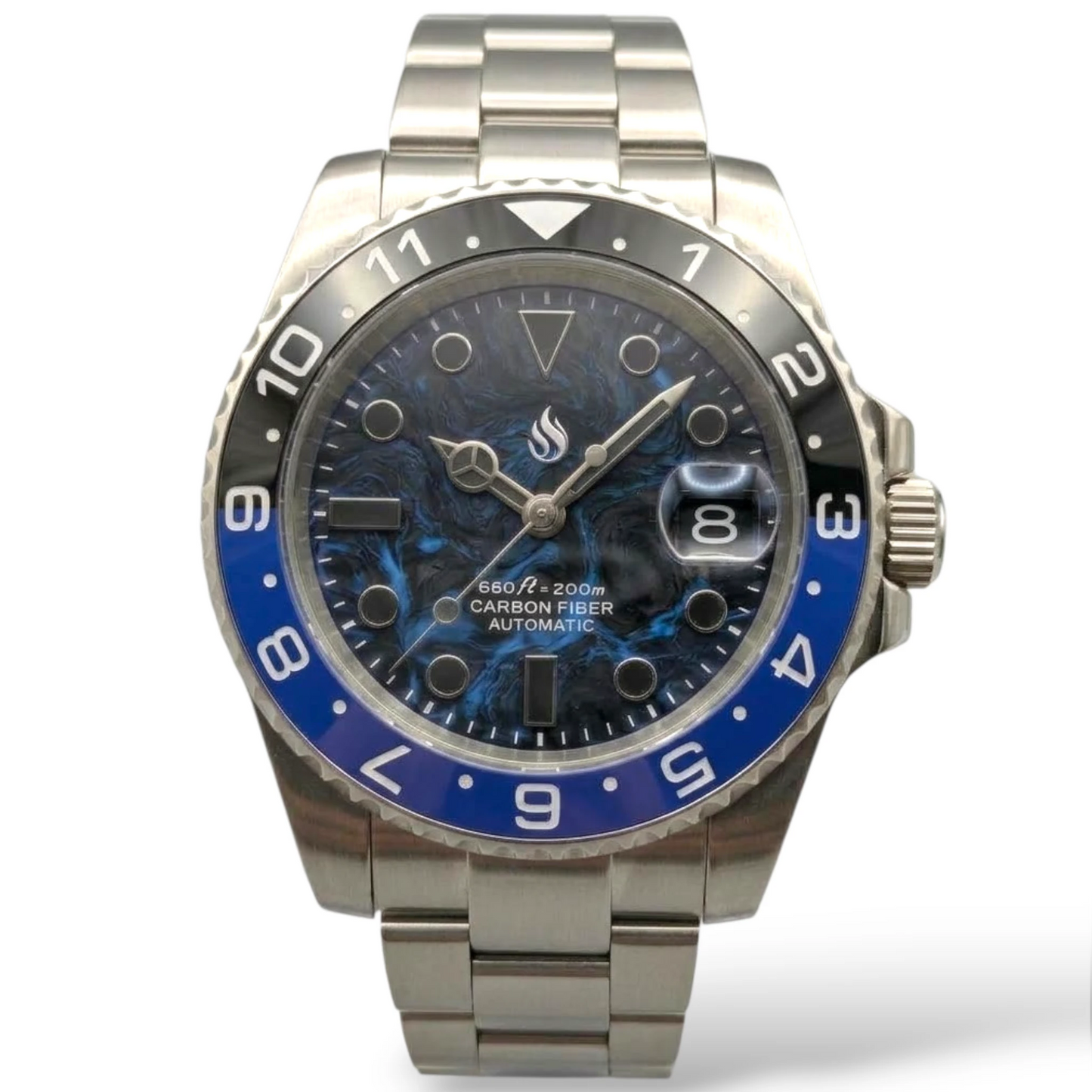 SeikMariner  "Black Blue Carbon Fiber" Mod Watch Diver Series - Modtime Creations