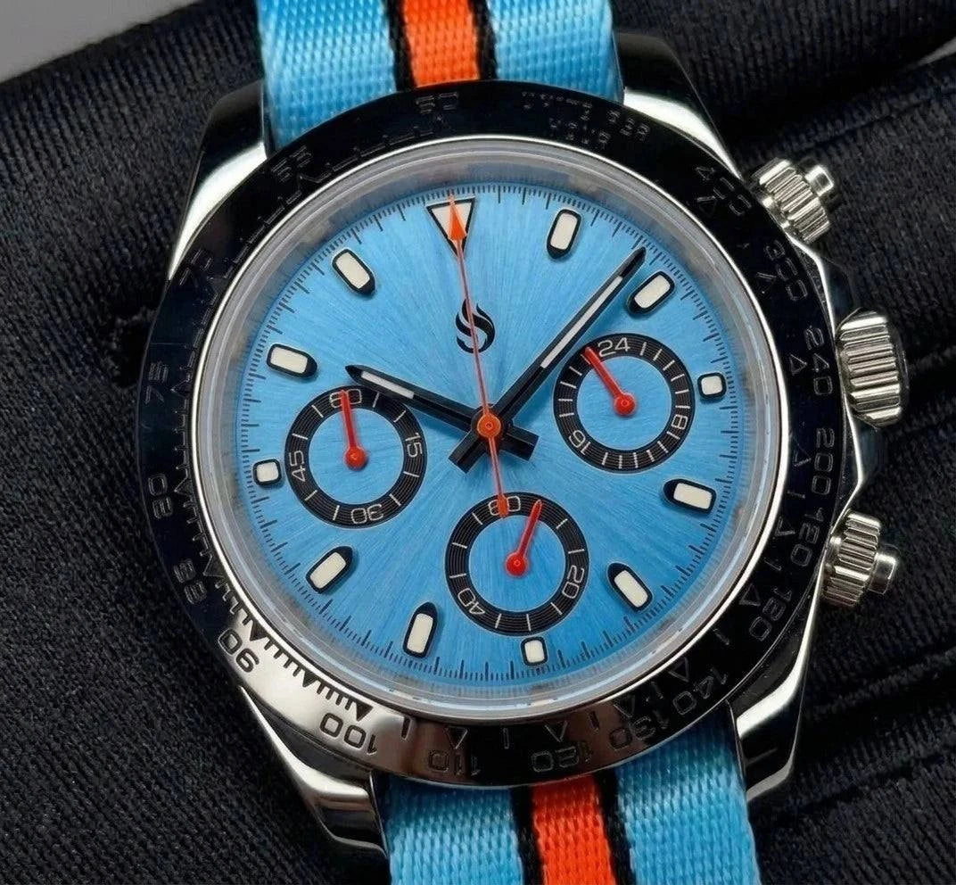 Seitona Light Blue Platinum "Racing" Mod Watch - Modtime