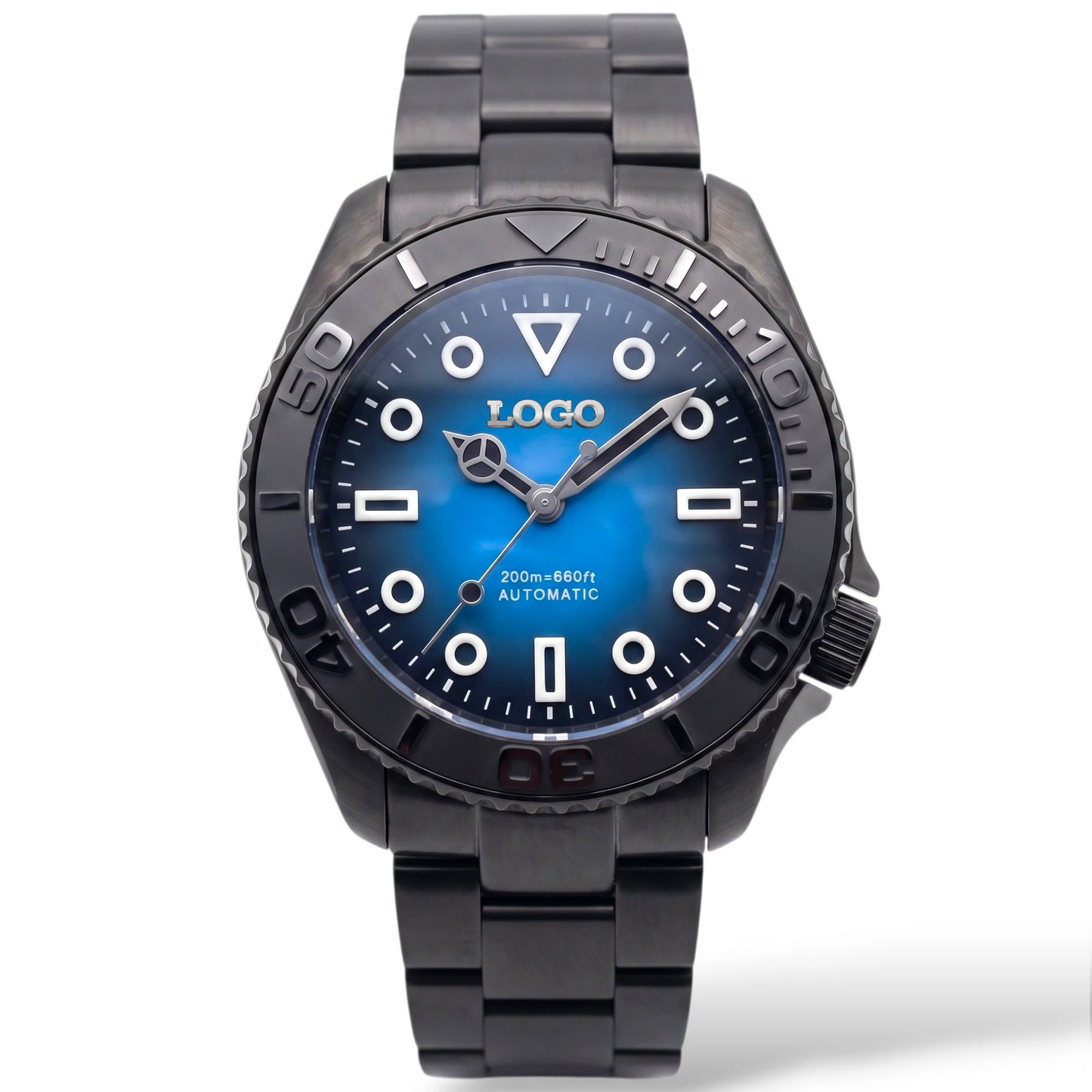 SeikMaster Black Blue "Super Lume" Dial Diver Mod Watch Series - Modtime Creations