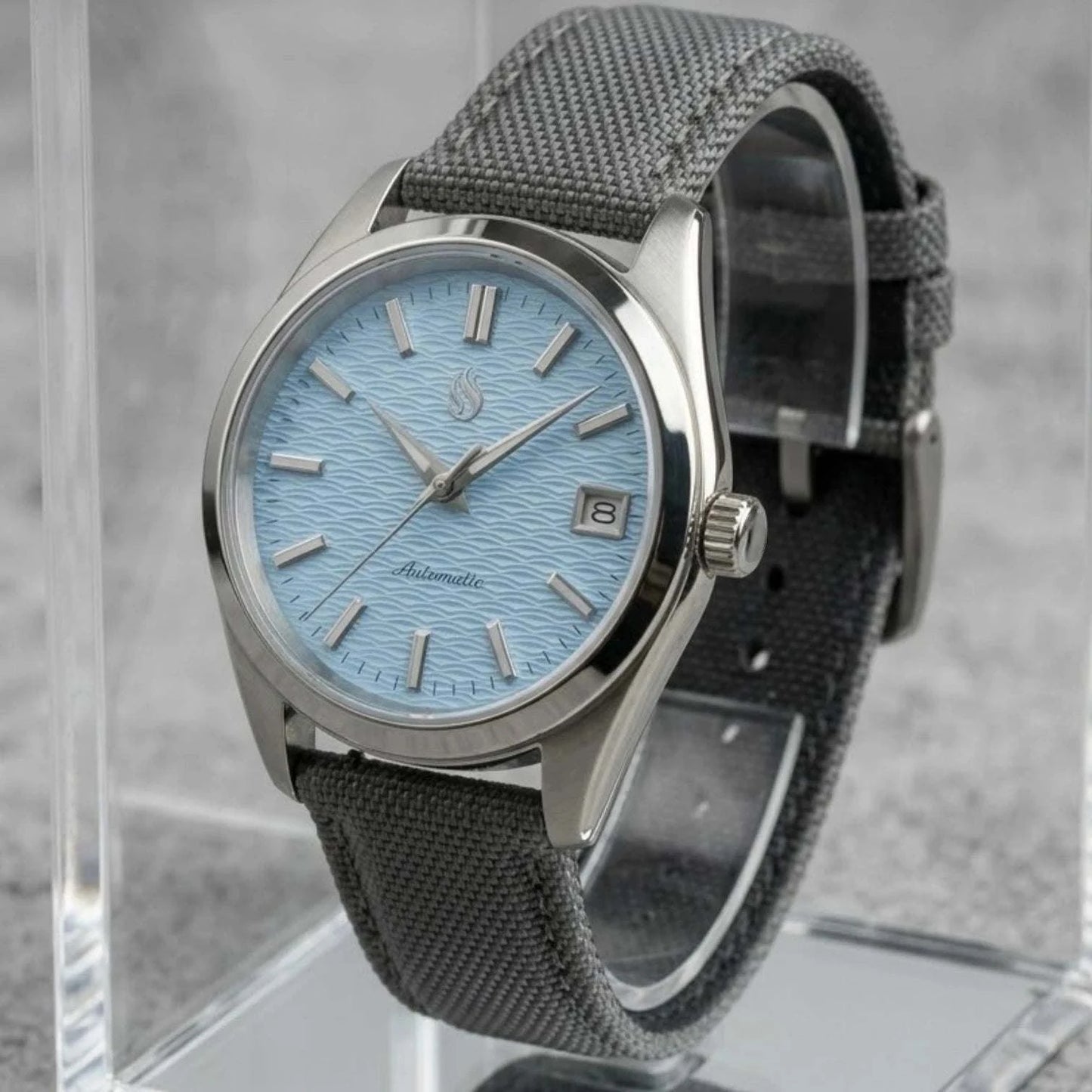 Seiko Mod Watch Silver light blue wave dial Datejust by Modtime Creations