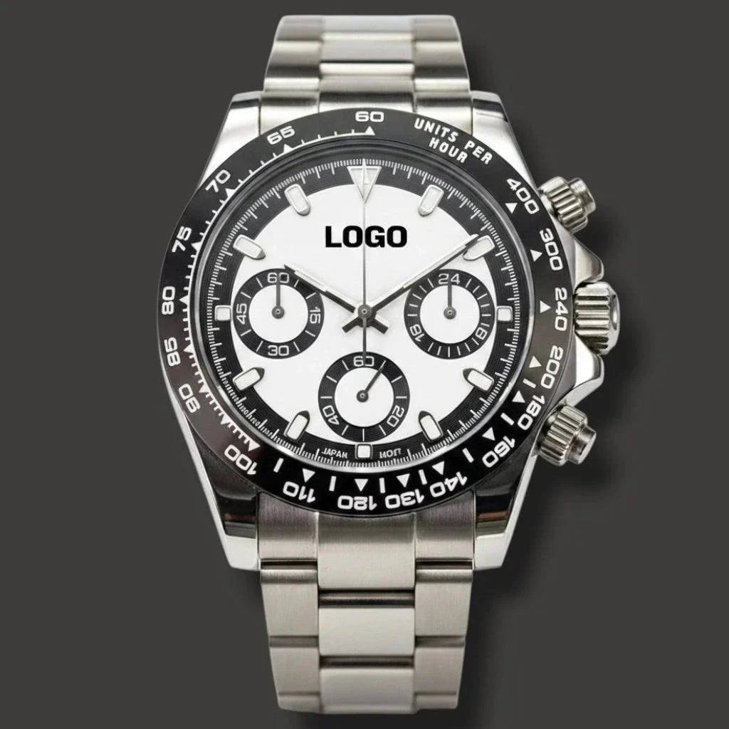 Seiko Mod Seitona White black dial stainless steel chronograph watch