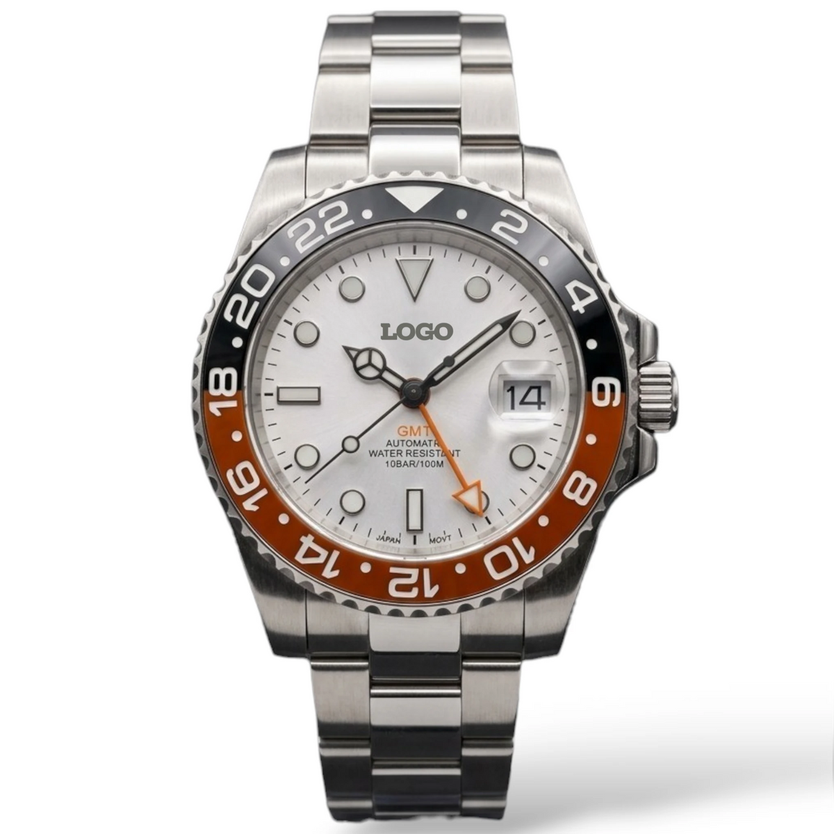 SeikMariner Silver GMT "Orange Black" Series Mod Watch - Modtime Creations