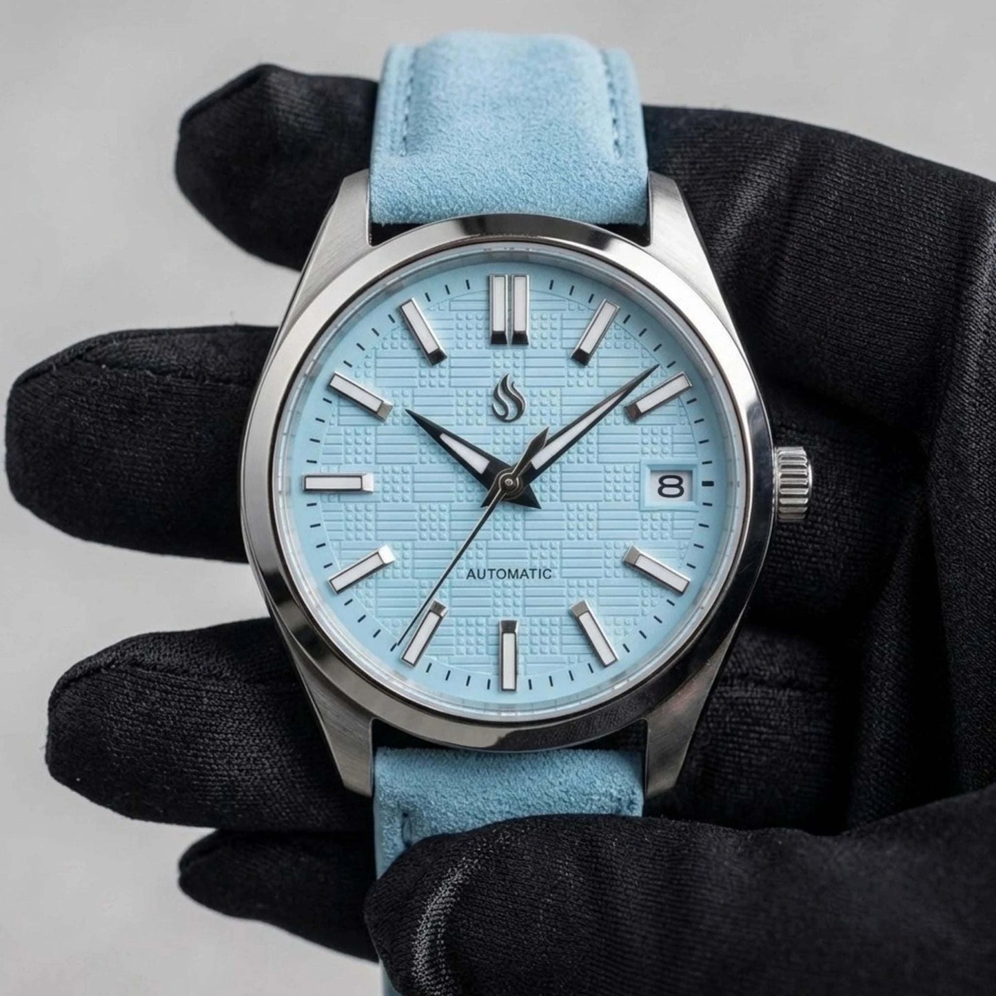 Date Window Silver Tiff Blue Checkered Dial Mod Watch - Modtime Creations