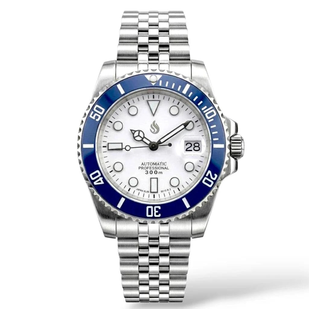 Seiko Mod Watch Submariner Series "Blue White" Diver - Modtime Creations 