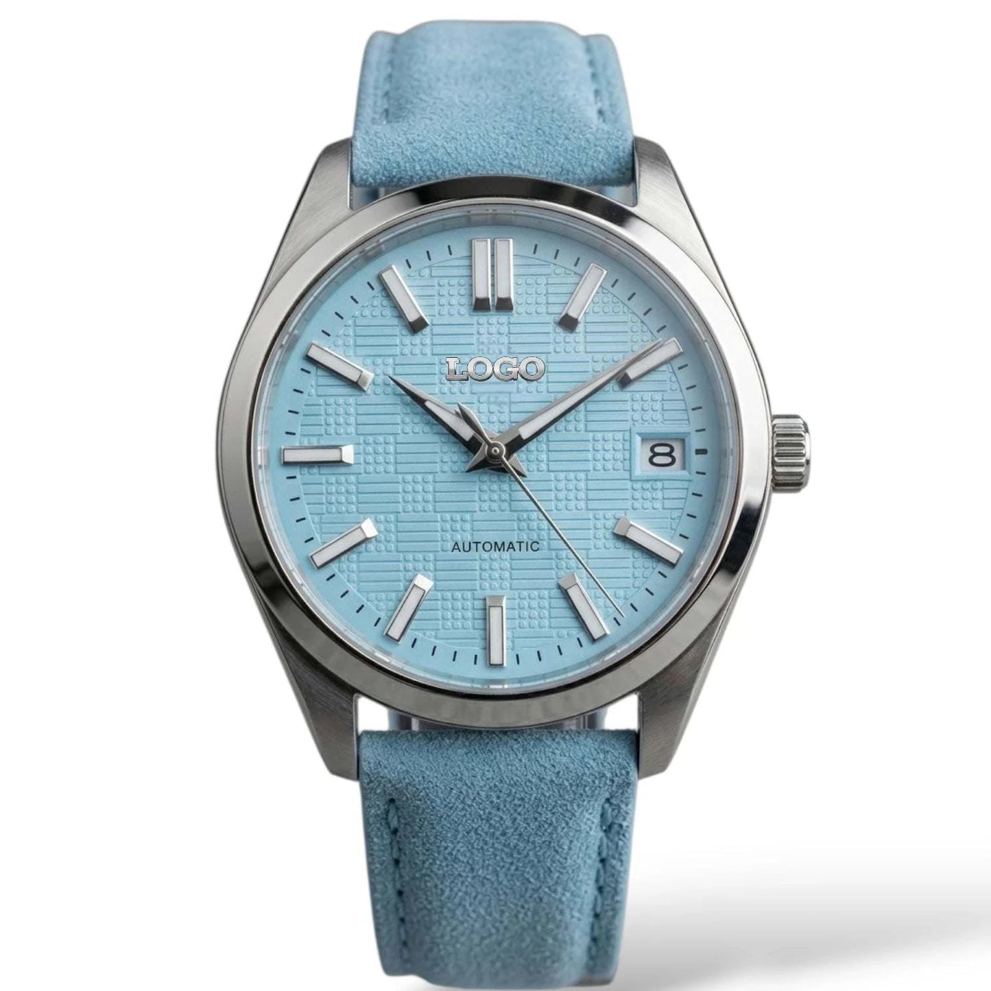 Date Window Silver Tiff Blue Checkered Dial Mod Watch - Modtime Creations