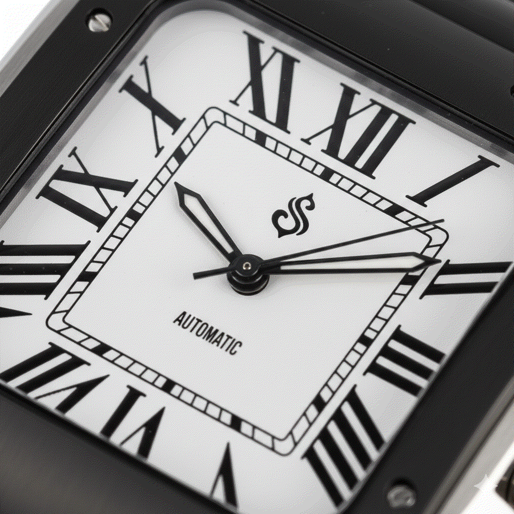 Seiko Mod Santeiko two-tone silver watch with black dial and sapphire crystal by Modtime