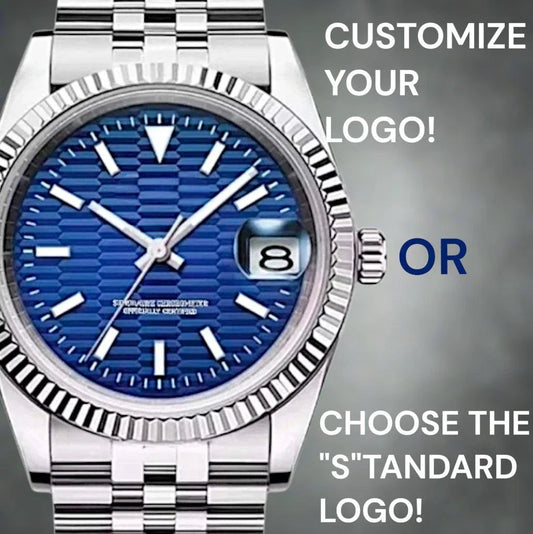 Seiko Modtime Creations luxury watch with blue ripple dial and date window