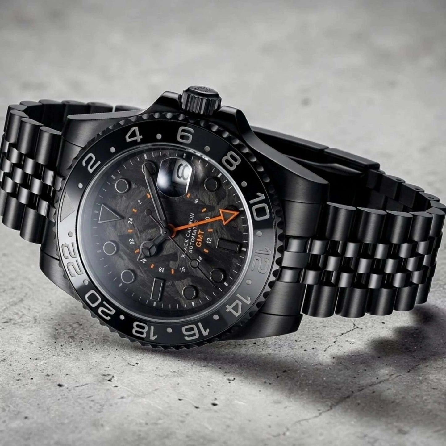 SeikMariner Carbon Fiber Black Orange Stealth GMT Mod Watch