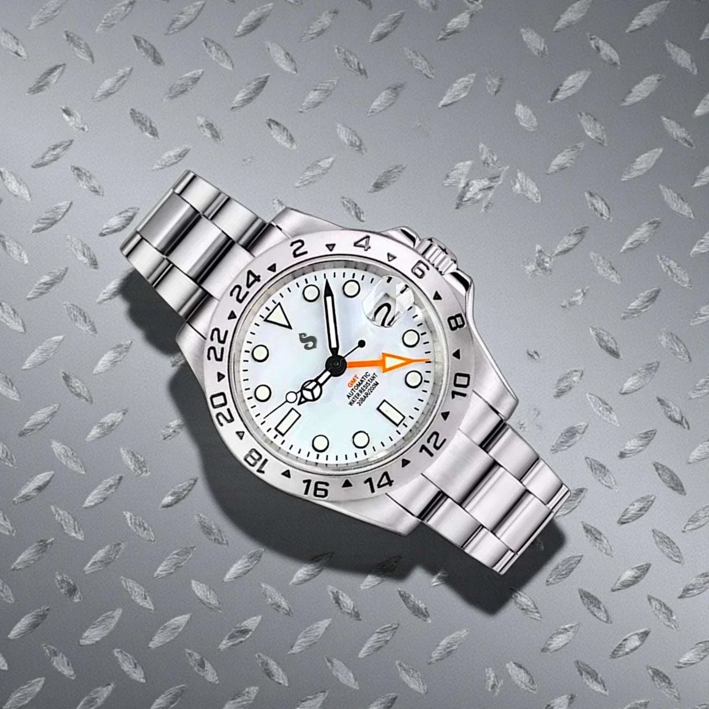 Seiko Mod GMT White Polar Dial Yachtmaster Brushed Nickel Series at  Modtime Creations