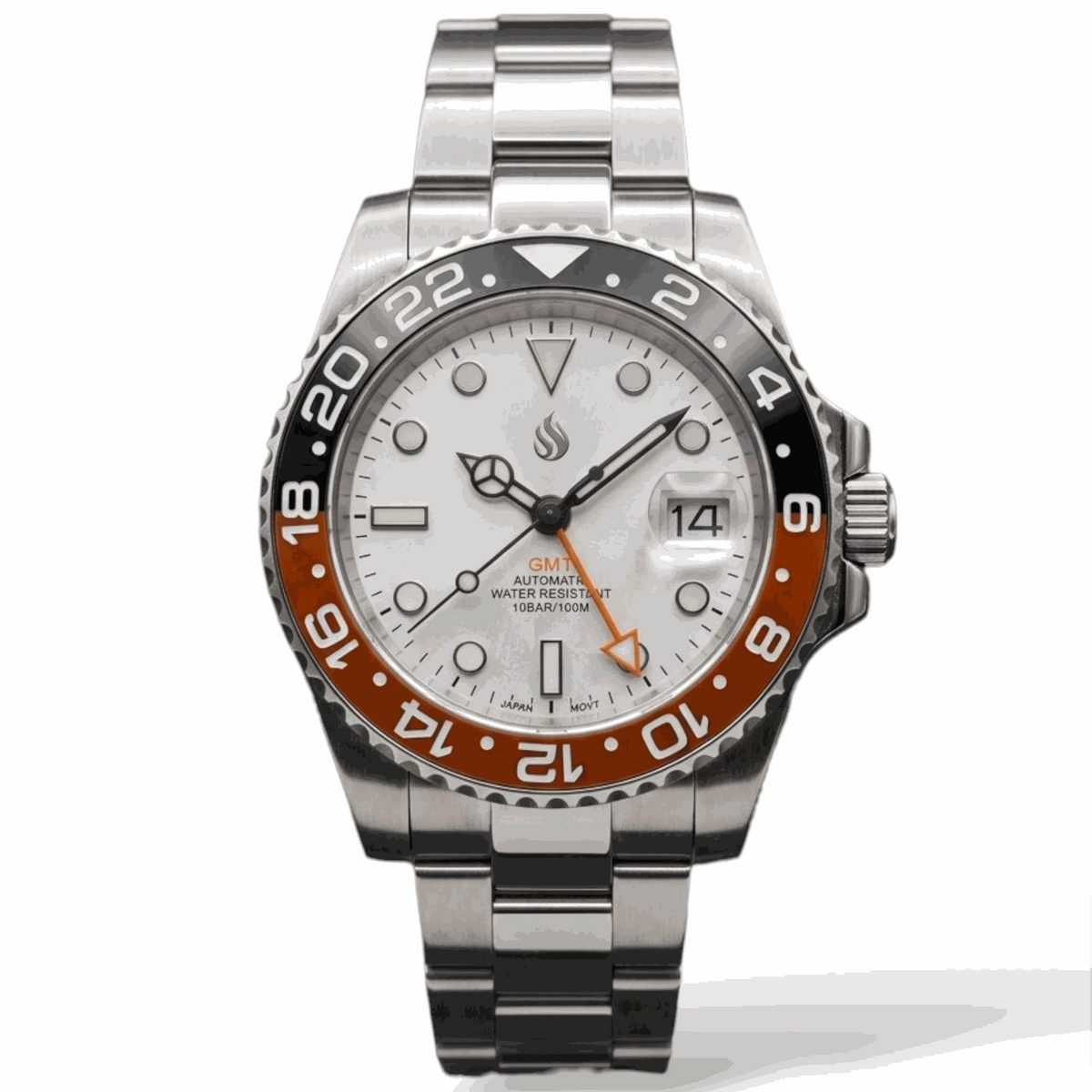 SeikMariner Silver GMT "Orange Black" Series Mod Watch - Modtime Creations