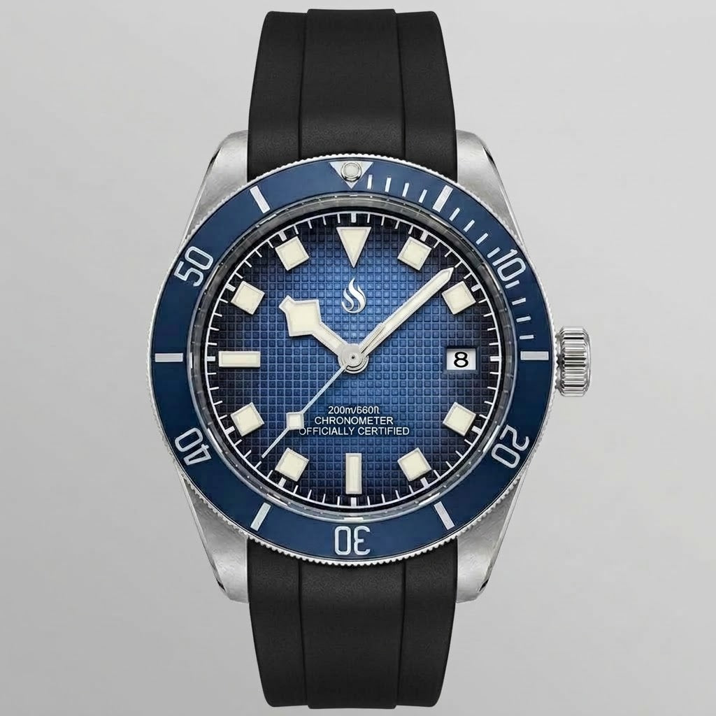 Vintage 39 MM Textured Blue Dial Mod Watch Series - Modtime Creations