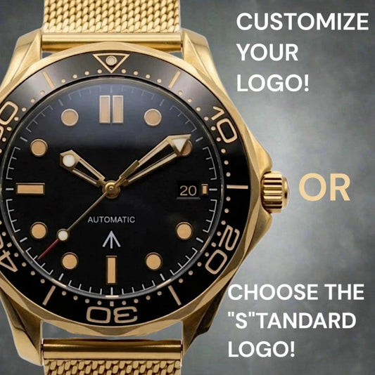 Black Dial Black Gold Bezel 007 Master Mod Watch - Modtime Creations