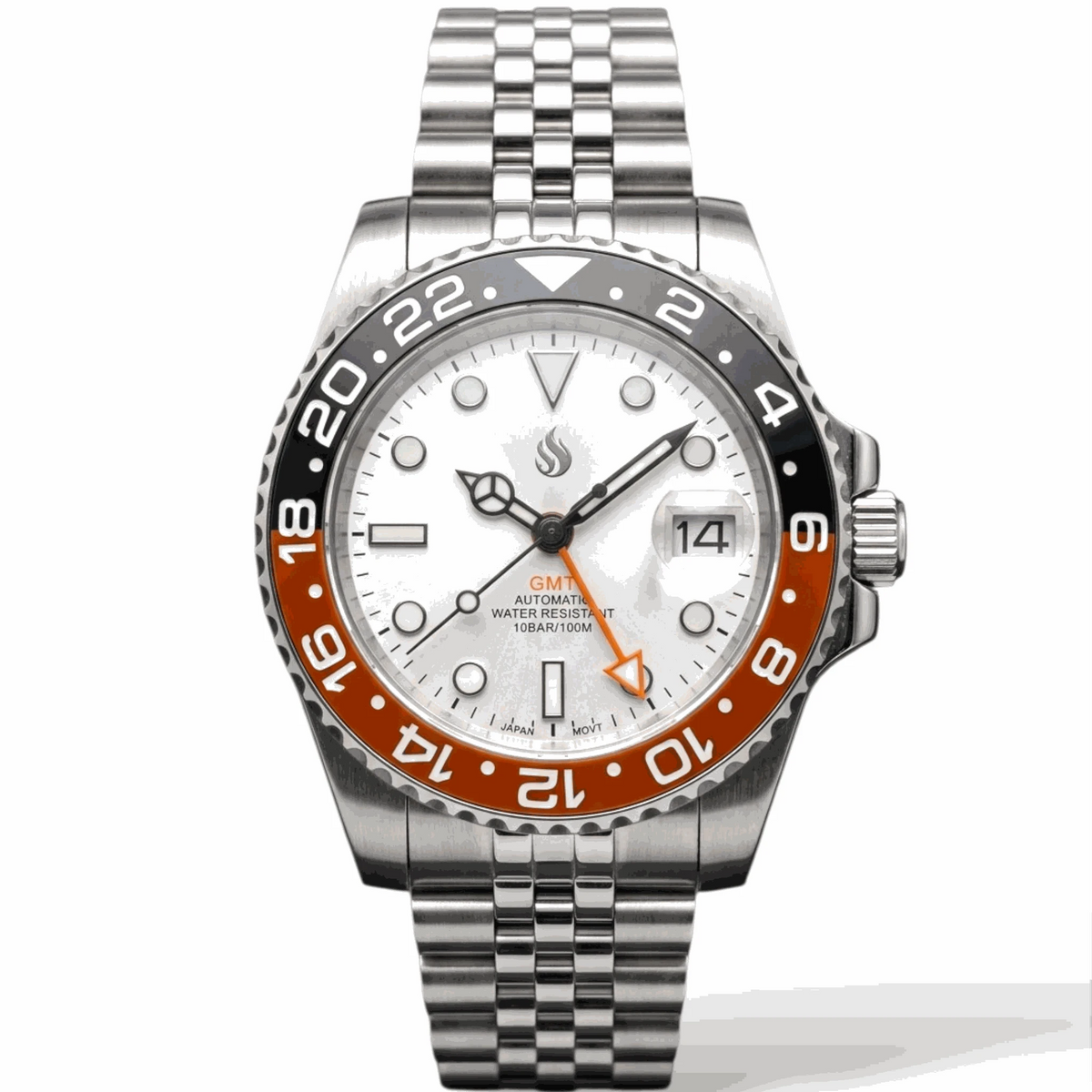 SeikMariner Silver GMT "Orange Black" Series Mod Watch - Modtime Creations
