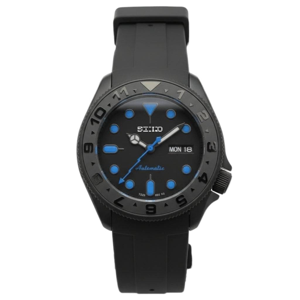 Seiko Mod Watches YachtMaster Diver Black Stealth Blue Ocean Dial at Modtime Creations