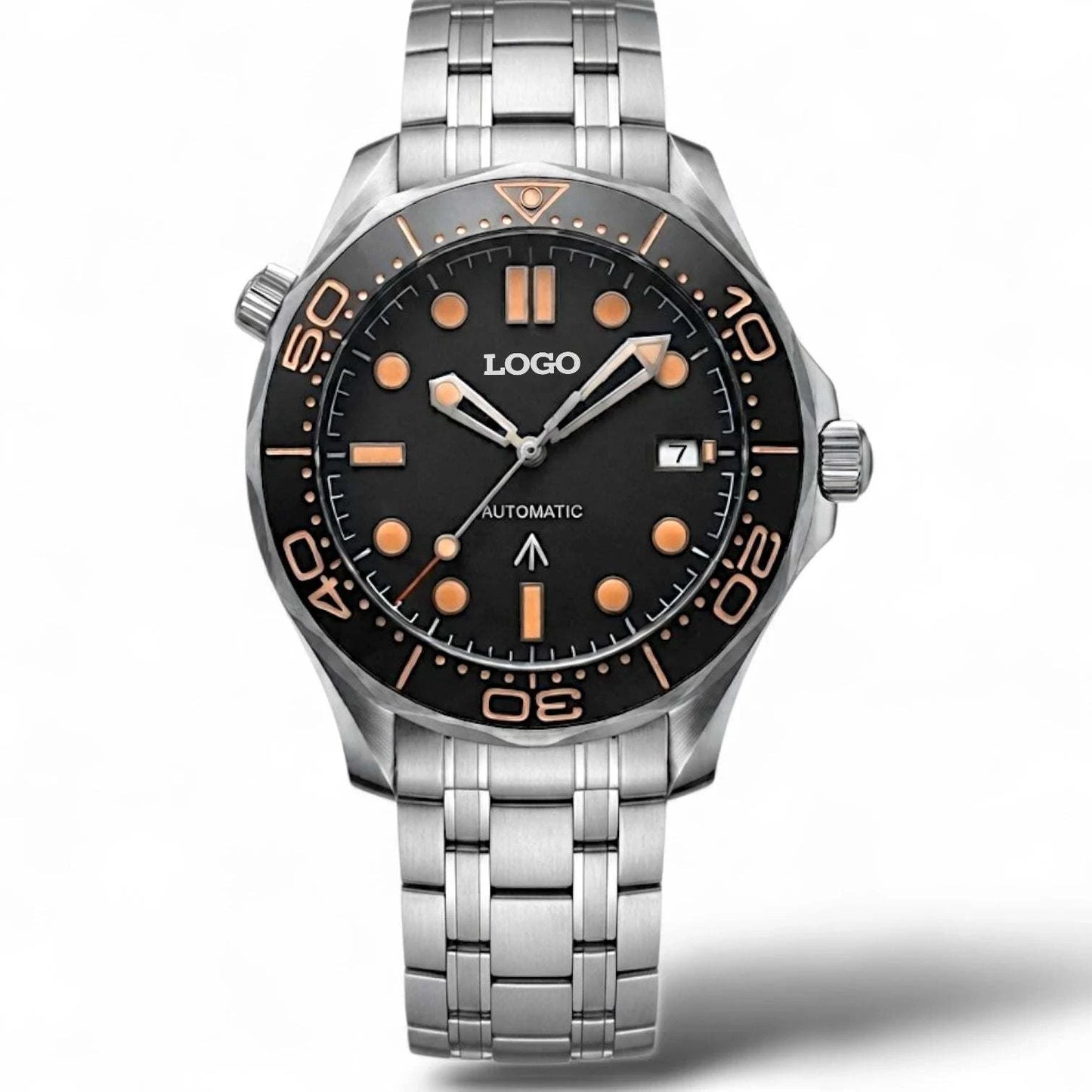 Seiko Mod seamaster James Bond 007 homage black dial luxury watch at Modtime Creations 