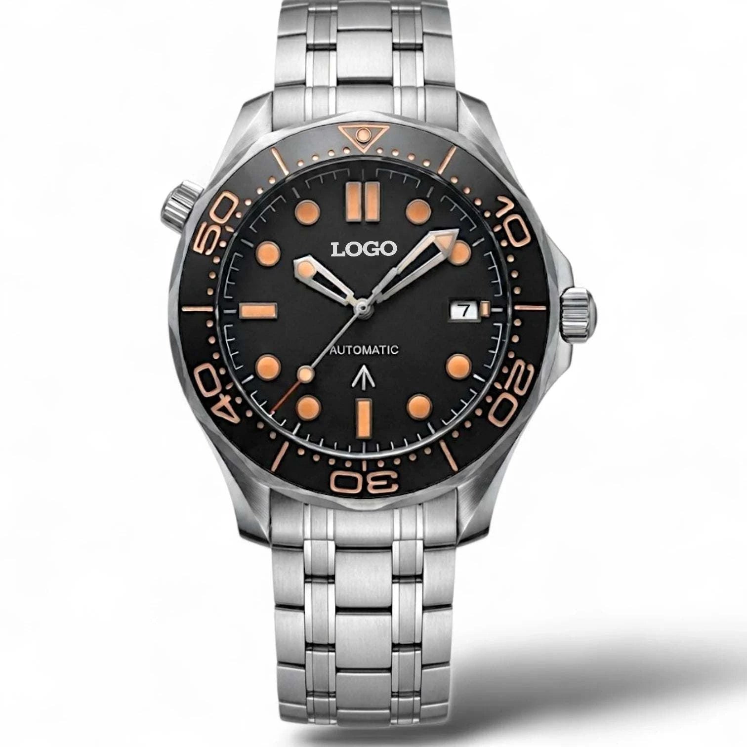 Seiko Mod seamaster James Bond 007 homage black dial luxury watch at Modtime Creations 