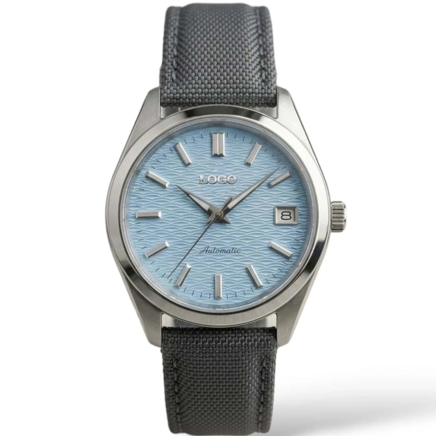 Seiko Mod Watch Silver light blue wave dial Datejust by Modtime Creations