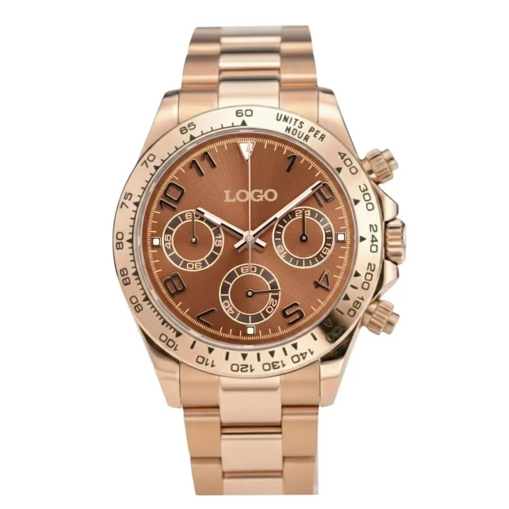 Seitona Seiko Mod chocolate dial rose gold chronograph watch handcrafted luxury