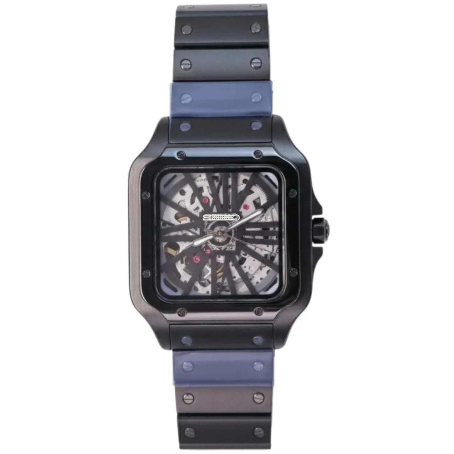 Santeiko Black Skeleton Series Seiko Mod luxury watch with classic dial and visible automatic movement