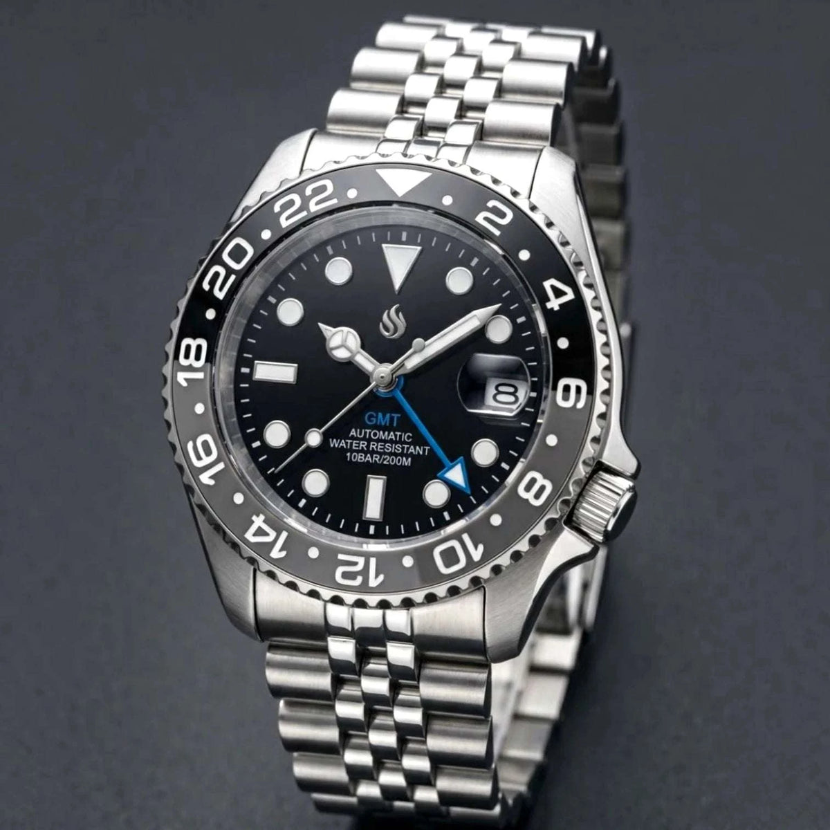 SeikMariner 42 MM SKX Black Grey " B Wayne" GMT Mod Watch Series - Modtime Creations