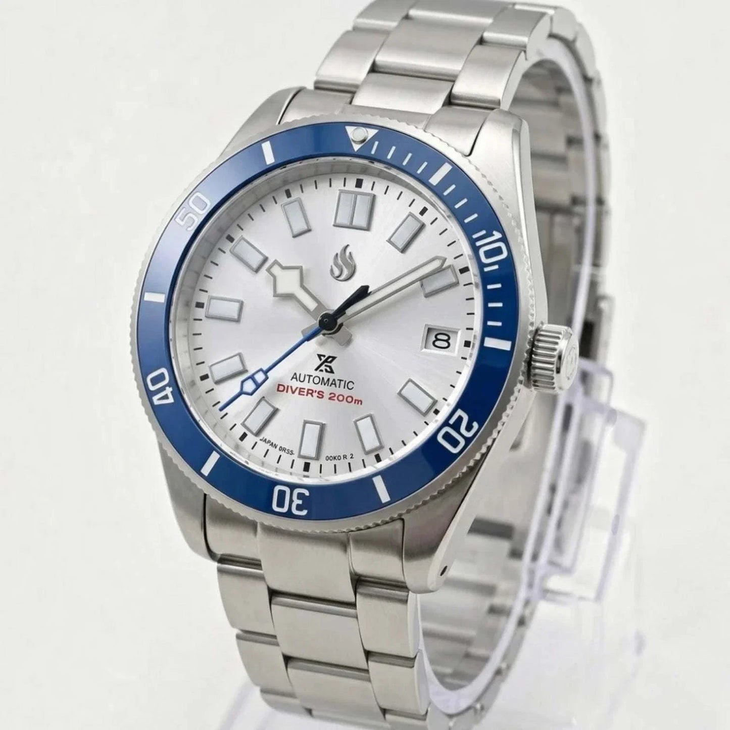 Seiko Mod watches Tudor Pelagos submariner fusion with Blue Bezel and white dial built by Modtime Creations 