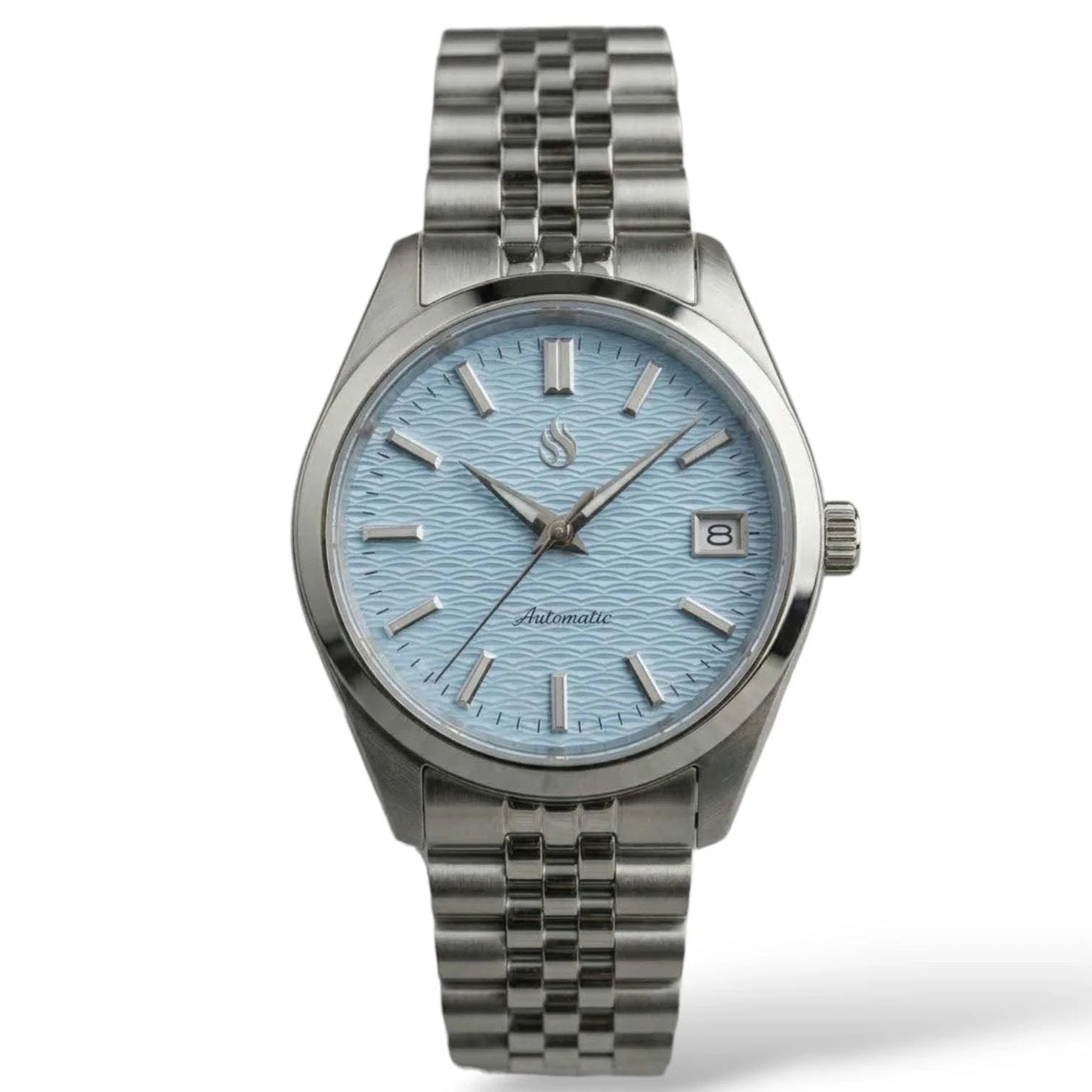 Seiko Mod Watch Silver light blue wave dial Datejust by Modtime Creations