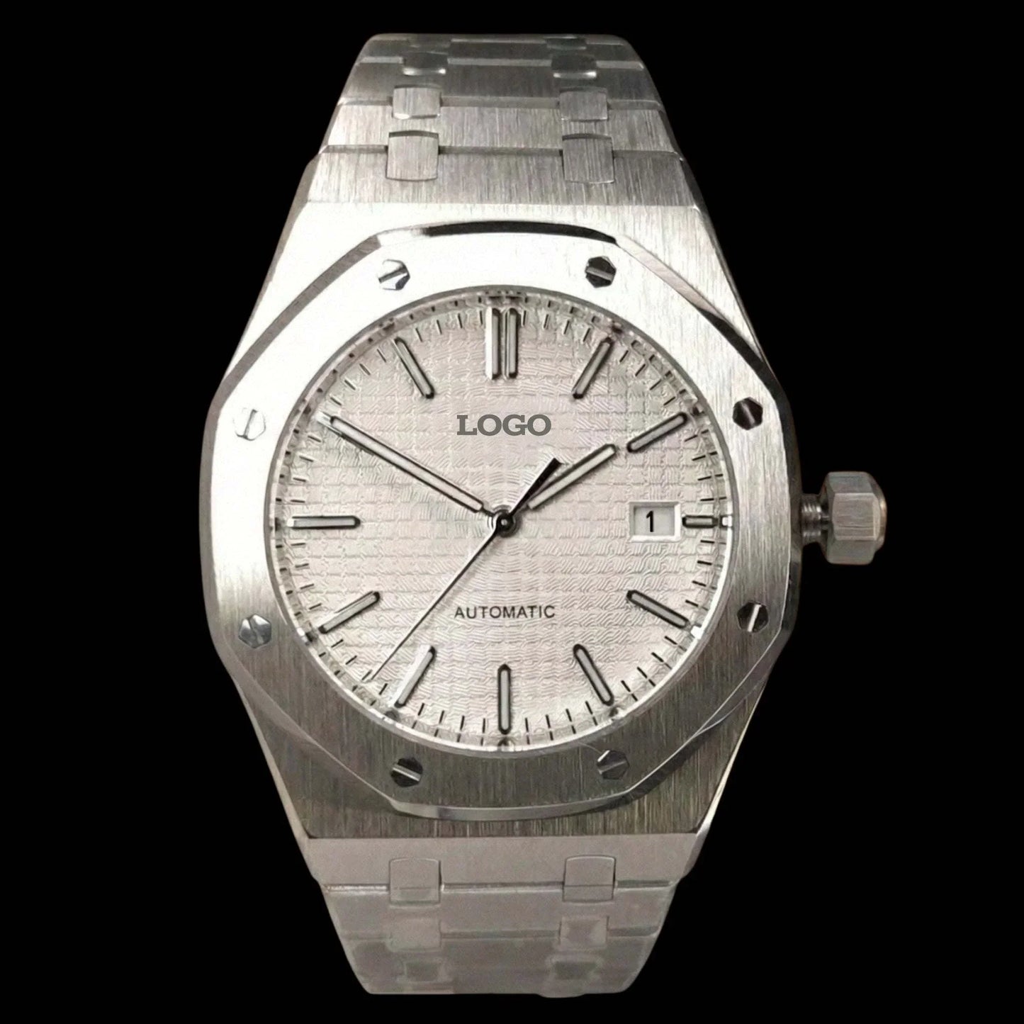 Seiko Mod Heritage Oak watch with white dial and stainless steel case by Modtime